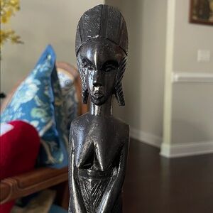 Ebony hand carved Tribal African Wooden Figurine Tanzania Maasai fertility